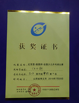 紅雙喜.奧星杯全國少兒乒乓球比賽